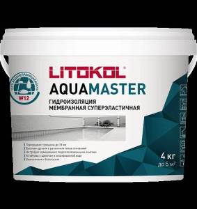 Гидроизоляция однокомпонентная эластичная Litokol Aquamaster серая 4 кг