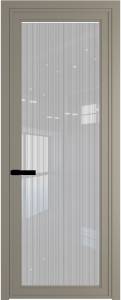 Межкомнатная дверь Profil Doors 1 AGP цвет профиля Никель матовый, стекло безопасное 6 мм страйп 800x2000