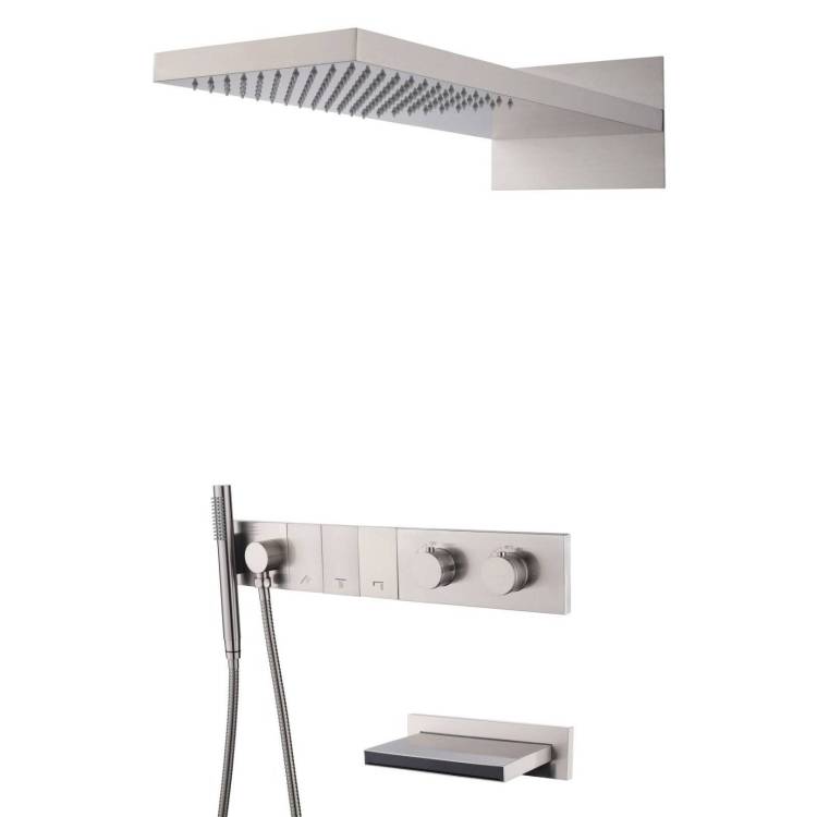 Душевая система Boheme Zodiac 133-2-NB никель, с термостатом, с изливом