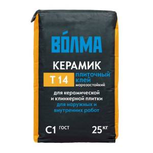 Клей ВОЛМА Керамик для керамической плитки снаружи и внутри помещений 25 кг