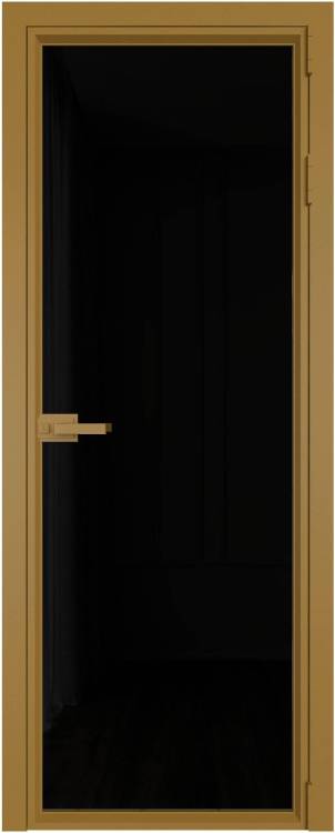 Межкомнатная дверь Profil Doors 1 AV цвет профиля Золото, стекло безопасное 6 мм черный триплекс 600x2000