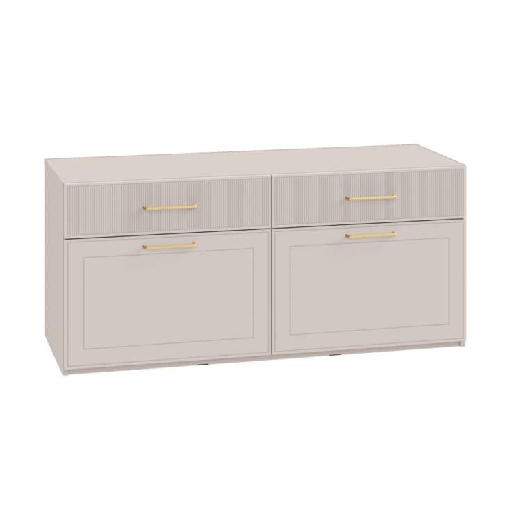 Тумба под ТВ Моби Ричфорд 16.61 Кашемир 5981 BS, Моно керамика D166-2 ПВХ, Белый PE шагрень