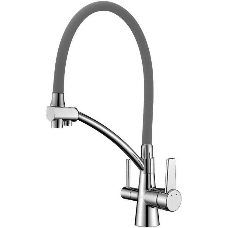 Смеситель для кухни Lemark Comfort LM3071C-Gray с гибким изливом