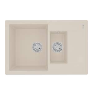 Кухонная мойка Lemark RAMZA 760 9910042 врезная прямоугольная с доп.чашей и крылом из кварцгранита шампань