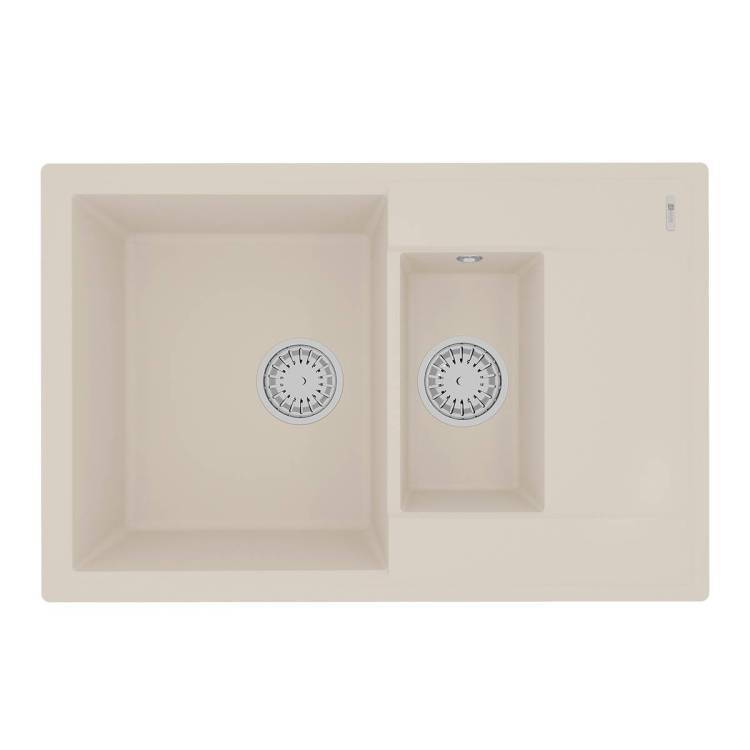Кухонная мойка Lemark RAMZA 760 9910042 врезная прямоугольная с доп.чашей и крылом из кварцгранита шампань