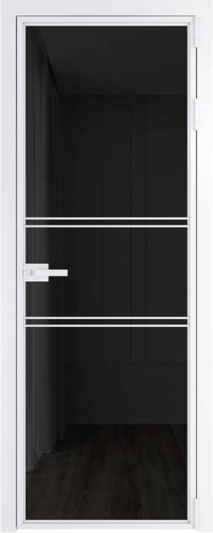 Межкомнатная дверь Profil Doors 2 AX цвет профиля Вайт, стекло безопасное 6 мм черное тонированное 600x2000