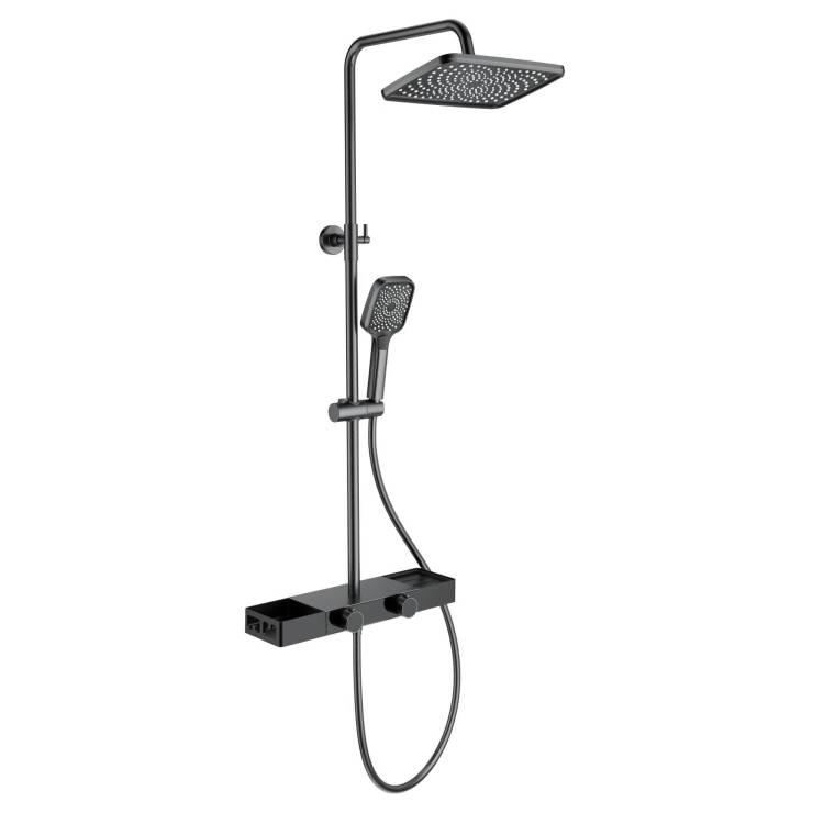 Душевая стойка Wonzon & Woghand WW-B3552-BGG темный графит, с термостатом