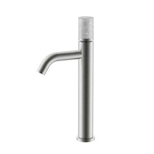 Смеситель для раковины Boheme Stick 122-NB-MR-GR высокий, Nickel Brush Marble Grey