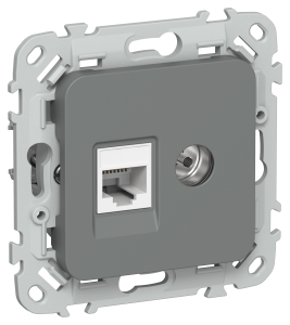 ТВ-розетка+Ethernet RJ45 IEK Flite FI-AK22-1-K80 мокрый асфальт