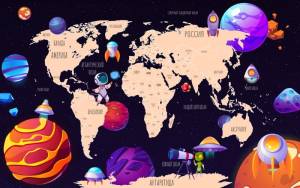 3D Фотообои Artegrafico «Футуристичная космическая карта на тёмном» CM-021 акварель