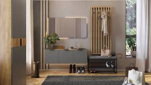 Стенка для прихожей Mebelson Бери К6 ПК06Бери.2564 дуб крафт золотой/графит