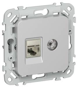 ТВ-розетка+Ethernet RJ45 IEK Flite FI-AK21-2-K47 алюминий