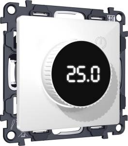 Терморегулятор с цифровым дисплеем с подсветкой и датчиком для теплого пола Ambrella Volt ALFA MA105810 (Белый глянец)