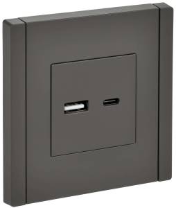 Розетка USB type A+C IEK Forte&Piano FP-U22-018-K03 серый