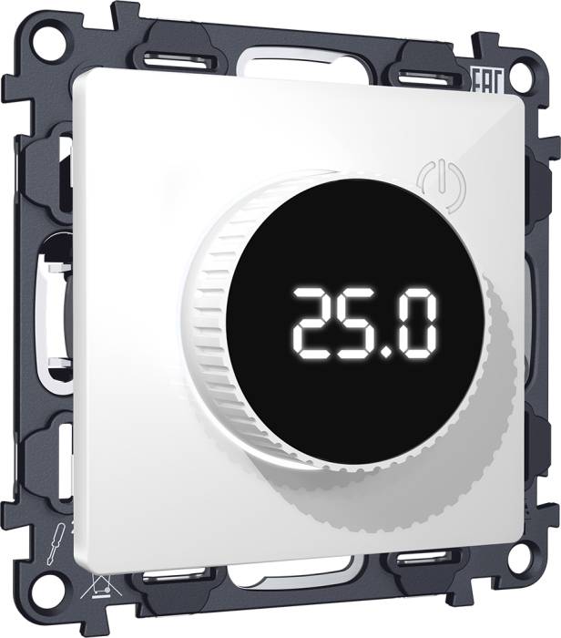 Терморегулятор с цифровым дисплеем с подсветкой и датчиком для теплого пола Ambrella Volt ALFA MA105810 (Белый глянец)