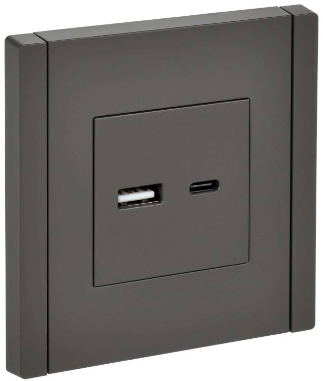 Розетка USB type A+C IEK Forte&Piano FP-U22-018-K03 серый