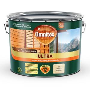 Пропитка декоративная для защиты древесины Omnitex Ultra AWB полуглянцевая бесцветная 9 л