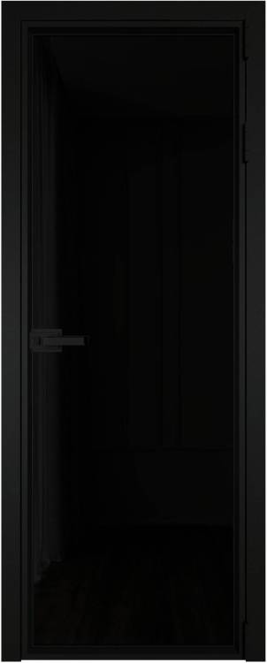 Межкомнатная дверь Profil Doors 1 AV цвет профиля Черный, стекло безопасное 6 мм черный триплекс 800x2000