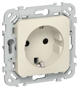 Розетка 1-местная с заземлением и шторками IEK Flite FI-R14-16-K86 сливочный