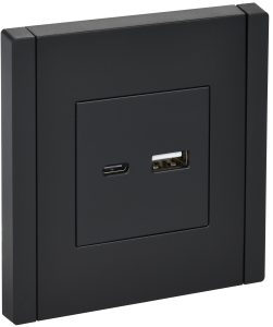 Розетка USB type A+C IEK Forte&Piano FP-U22-018-K02 черный