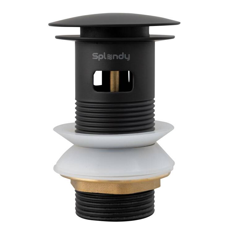 Донный клапан Splendy AA3071YORMBM с переливом, 1 1/4", черный матовый