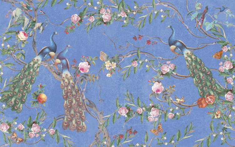 Фреска Ortograf Flora 31141 Paradise Peacocks indigo Флорентина FF