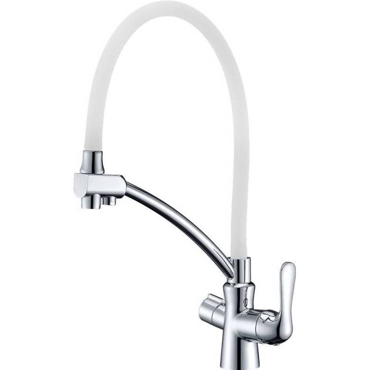 Смеситель для кухни Lemark Comfort LM3070C-White с гибким изливом