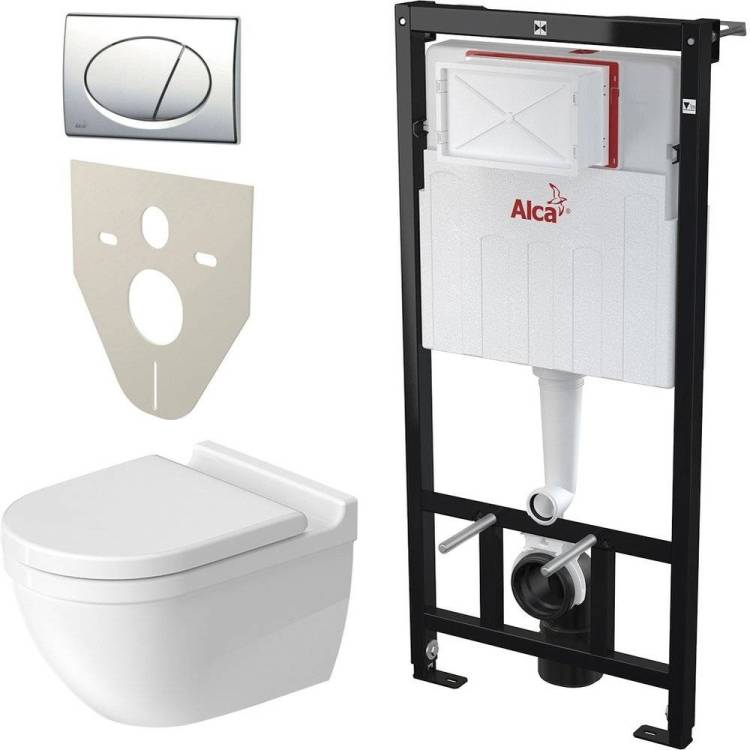 Комплект Унитаз подвесной Duravit Starck 3 45270900A1 + Инсталляция AlcaPlast AM101/1120-4:1RS M71-001