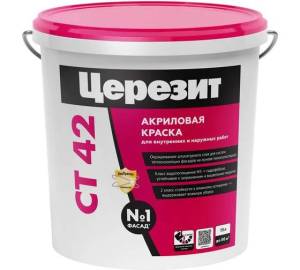 Краска водно-дисперсионная акриловая Ceresit CT 42 траспарентная база 3 л