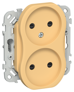 Розетка 2-местная с защитными шторками IEK Flite FI-R23-10-K90 золотарник