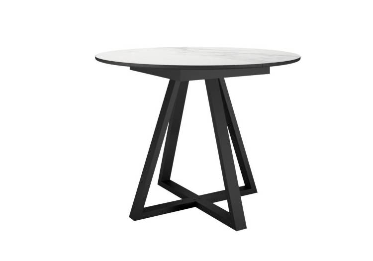 Стол Дик DikLine SKZ100 00-00073187 cristal onyx bianco polished/подстолье черное/опоры черные