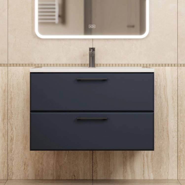 Тумба с раковиной Uperwood Foster New подвесная, черная, 80 см