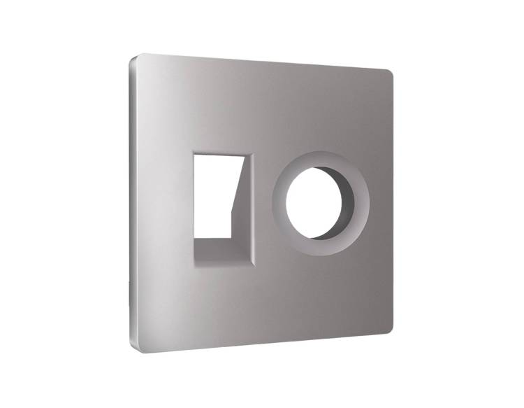 Лицевая панель для компьютерной/телефонной розетки+TV розетки Ambrella Volt Alfa AP5125 сталь матовый