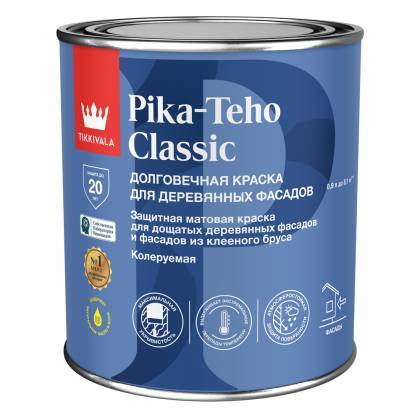 Краска для деревянных фасадов Tikkivala Pika-Teho Classic матовая база С 0.9 л
