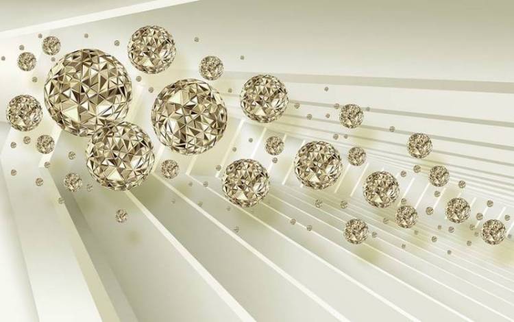 3D Фотообои Artegrafico «Золотистая абстракция со сферами» ABS-062 акварель