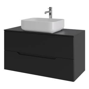 Тумба с раковиной Orange Line Li-100TubMDF+B05-500W черная матовая, 100 см