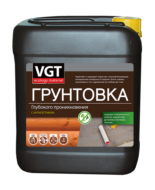 VGT ВД-АК-0301 ГРУНТОВКА глубокого проникновения для внутренних работ с антисептиком (5кг)