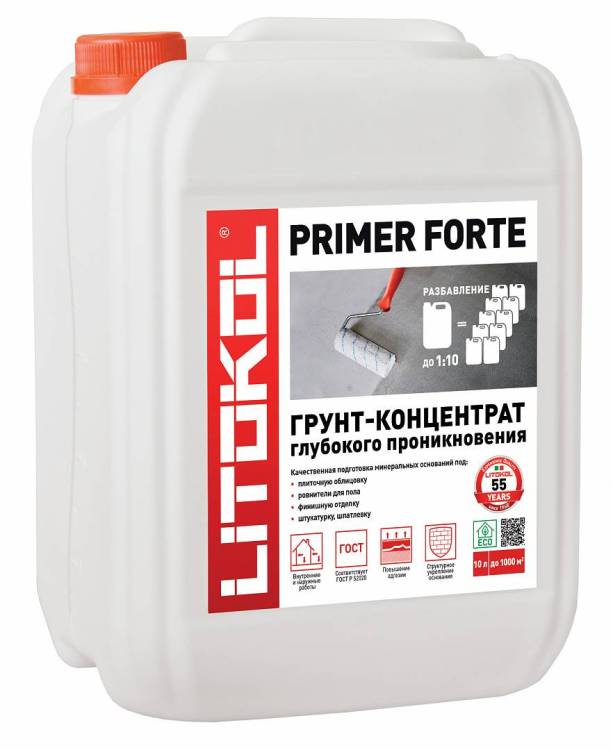 Грунт Litokol Primer Forte глубокого проникновения бесцветный 10 кг