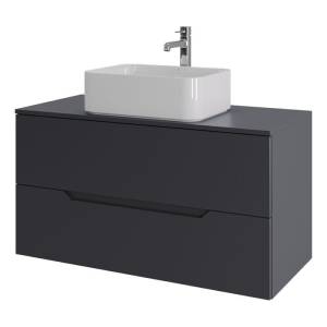 Тумба с раковиной Orange Line Li-100TugMDF+B02-460W графит матовый, 100 см