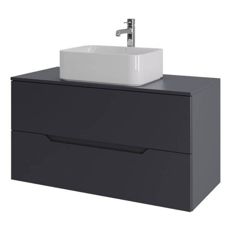 Тумба с раковиной Orange Line Li-100TugMDF+B02-460W графит матовый, 100 см