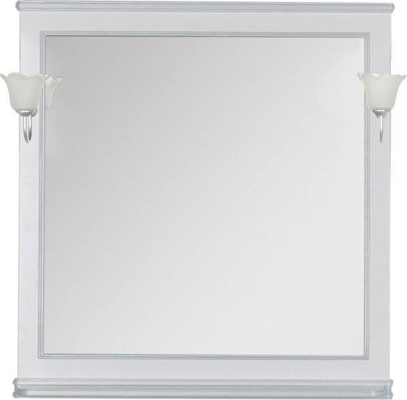 Зеркало Aquanet Валенса 100 белый краколет, серебро, с полкой