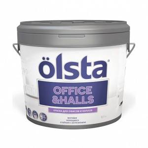 Краска интерьерная для офисов и холлов Olsta Office&Hall база C бесцветная 9л