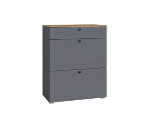 Тумба для обуви Моби Остин 16.121 F Серый Графит 0162 РЕ, Дуб Золотой CRAFT, графит ZB 856-2 ПВХ, Черный