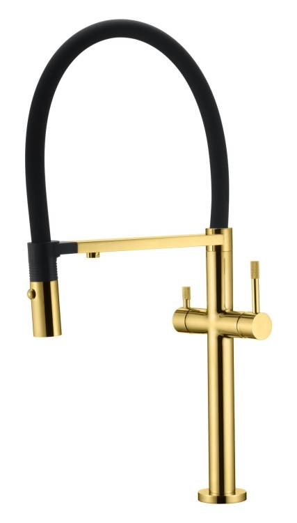Смеситель для кухни Boheme Uno 115-G gold, c краном для питьевой воды