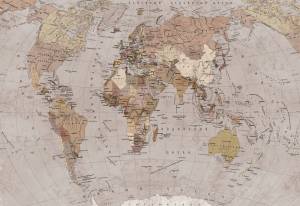 3D Фотообои Artegrafico «Политическая карта мира в винтажном стиле» MAP-018 акварель