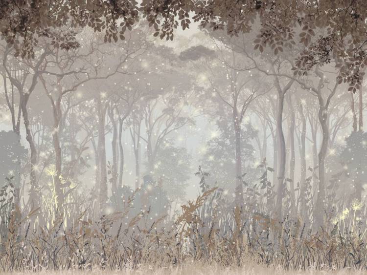 Бесшовные Eco обои Ortograf Flora 31296 Glade of fireflies sepia Гладь ОЕ-Р2
