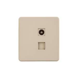 ТВ-розетка+Ethernet RJ45 Kranz Round KR-78-0722-7 бежевый