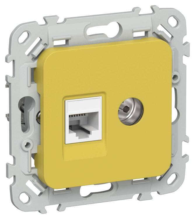 ТВ-розетка+Ethernet RJ45 IEK Flite FI-AK22-1-K44 желтый карри