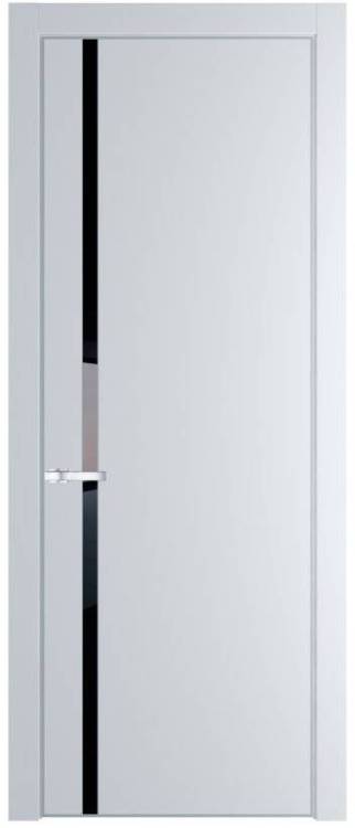 Межкомнатная дверь Profil Doors 21 PE полотно Вайт, кромка алюминиевая с четырех сторон матовая, стеклянная вставка черный лак 800x2000