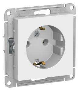 Розетка с заземлением Systeme Electric Atlas Design ATN001343 белый лотос, винтовой зажим